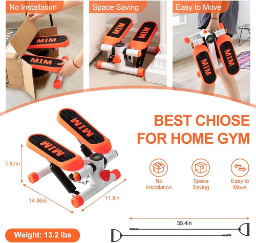 Mini Stepper With Resistance Band, Stair Stepper With...