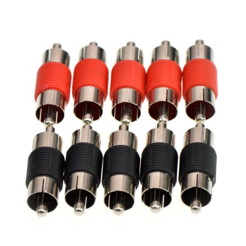 10 Rca Barril Tope Conector Acoplador Adaptador Macho A Mach