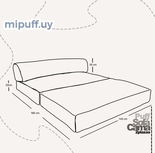Imagen 5 de 6 de Sofá Cama 2 Plaza En Cuero Vegano, Estilo Puff