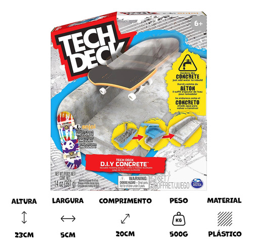 Tech Deck Diy Concrete Monte Sua Pista De Concreto