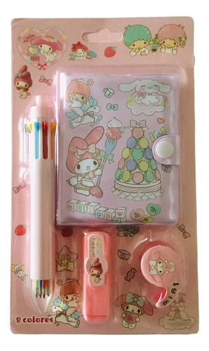 Set Libreta Lapiz Destacador Y Porta Scoth My Melody 