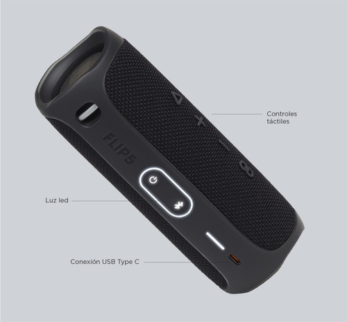 Imagen 7 de 10 de Parlante JBL Flip 5 JBLFLIP5BLUAM portátil con bluetooth waterproof black matte