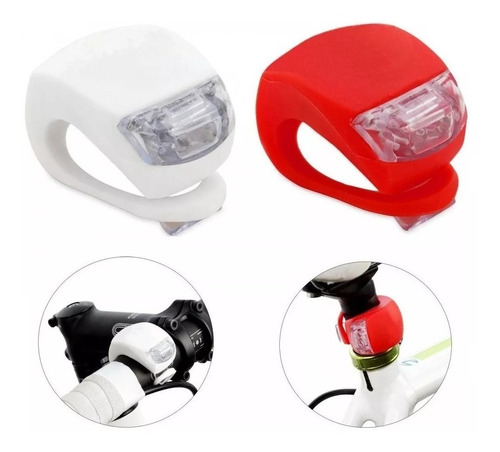 Luz De Led Bicicleta Kit Trasera Y Delantera Silicona Pila 2