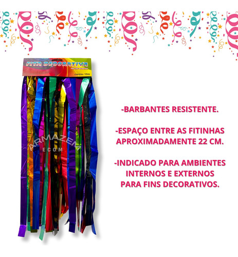 50 Metros Bandeirinha Fita Varal Metalizado Carnaval Festa