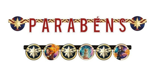 Imagem 1 de 2 de Capitã Marvel Faixa Parabéns Festa Aniversário