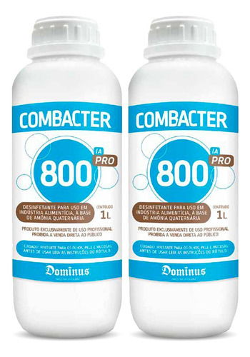 2x Combacter 800 Desinfetante Quaternário Amônia 1l Dominus