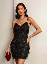 Comprar Vestido Corto Shein Con Flecos Y Lentejuelas \u002F De Mujer