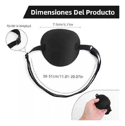 3 Pzs Parche Para Ojo 3d Ajustable Gafas Piratas Cosplay