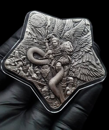 2 Onzas De Plata Pura Lucifer Alto Relieve