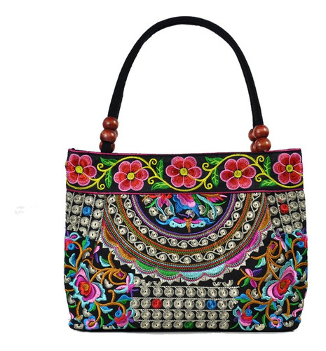 Bolsas Bordadas Bolsa Tipo Bombonera Con Bordado Floral