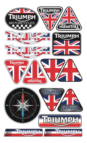 Triumph Racing Set Stickers Con Resina Brillante P/moto Tu05