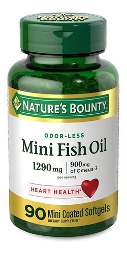 Nature's Bounty Odor-less Mini Fish Oil 1290mg Omega-3 900mg Sabor Sem sabor
