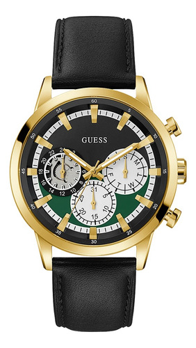 Reloj Guess Gw0581g Para Hombre Cronógrafo Fechador Doble Color de la malla Negro Color del bisel Dorado Color del fondo Negro