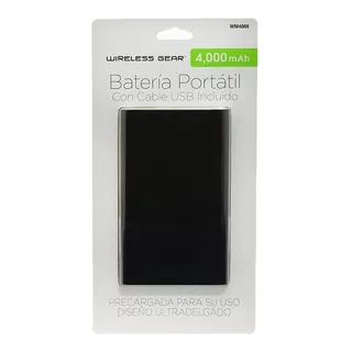 Power Bank Pila Bateria Externa Respaldo 4000 Mah Led Cable Color Negro