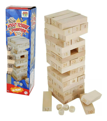 Jogo Torre Divertida Caiu Perdeu 54 Peças