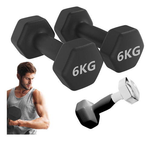 Set De Mancuernas 6kg*2 Hexagonal Ejercicio Entrenamient