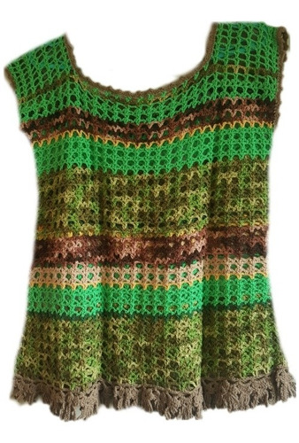 Blusa Dama,chaleco Musculosa,hecha Crochet.t.m/l.nueva.única