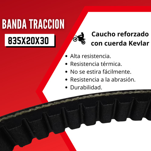 835x20x30 Banda De Tracción Motocicletas Cuerda Kevlar