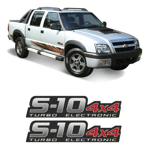 Par Adesivos S10 Rodeio 4x4 Turbo Eletronic Vermelho (porta)