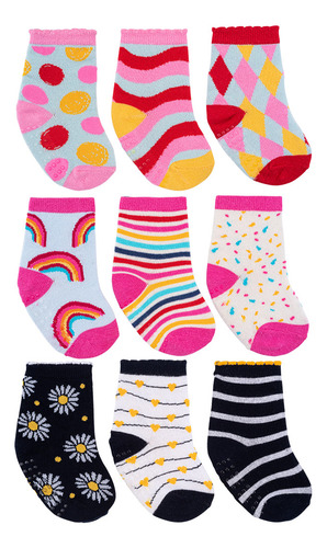 Meia Infantil Kit 3 Pares Antiderrapante 21 Ao 25 - Pimpolho
