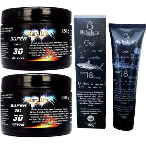 Kit 2 Super Gel 30 Ervas 250g + 1 Gel Cartilagem De Tubarão