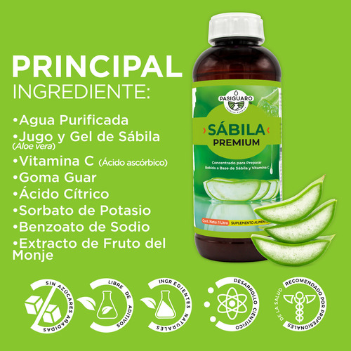 Concentrado De Sabila Premiun 1 L Rinde 20 Dias
