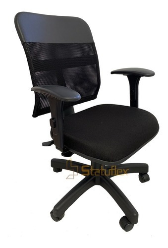 Cadeira Escritório Tela Luxo Giratória Assento Com Costura. Cor Preto Material do estofamento Jota serrano