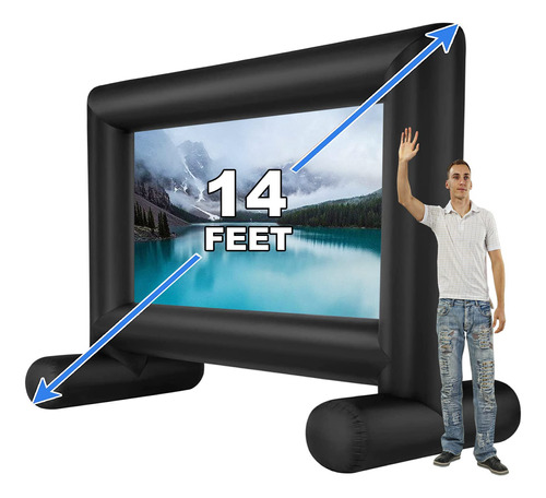 Qileba Proyector Inflable De 14 Pies Para Exterior, Pantalla