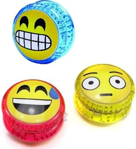 12 Yoyo Yoyos Con Luz De Emoji Carita Juego Niños Piñata