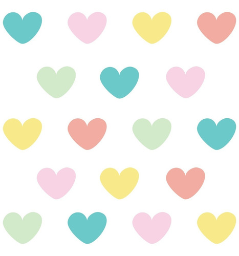 Imagem 1 de 6 de Adesivo De Parede Infantil Coração Colorido Tons Pastéis