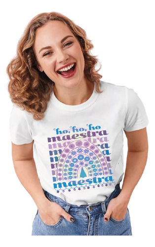 Playera Navideña Maestra Navidad, Regalo Educadora Teache M8