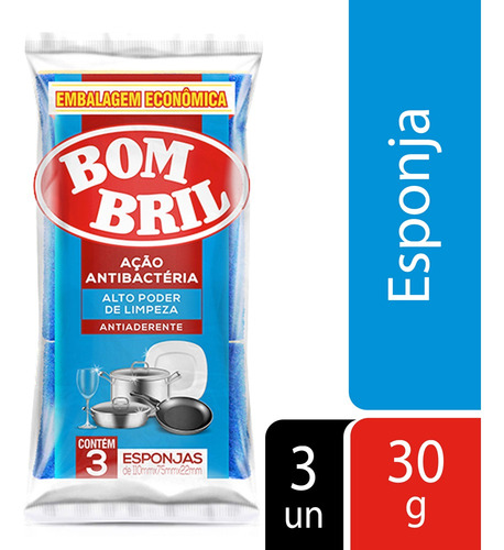Imagem 1 de 1 de Esponja Multiuso Bombril Antiaderente C/3 Unidades