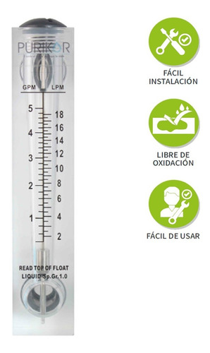 Flujómetro Rotámetro De 1-5 Gpm Para Medir Líquidos Y Gases