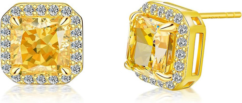 Phnibird Pendientes De Diamantes Amarillos Para Mujer De 2,5