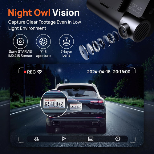 70mai 4k Dash Cam Front And Rear With Starvis, Built In 5...