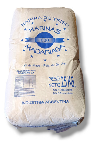 Harina De Trigo 000 Madariaga X 25kg Fortificada 