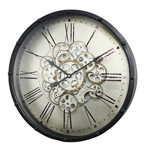 Ayb Home Reloj De Pared Con Engranaje De Numeros Romanos