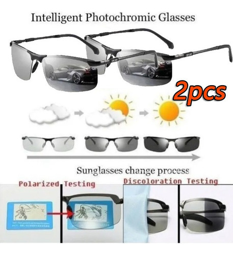 . 2× Gafas De Sol Fotocromáticas Polarizadas Para Hombre .