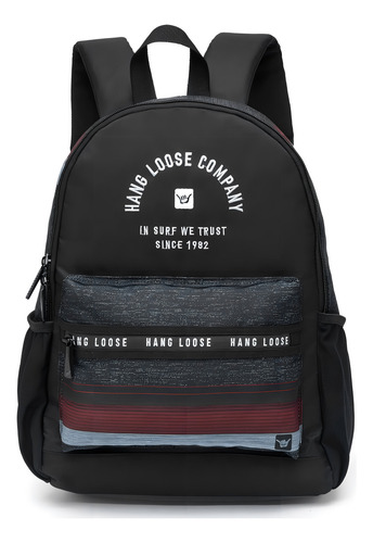 Mochila Escolar Dia A Dia Hang Loose Cor Preto