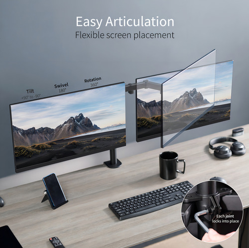 VIVO Soporte de montaje en escritorio para monitor Dual LCD LED de 13 a 30 pulgadas, resistente, totalmente ajustable, se adapta a 2 pantallas, STAND-V002
