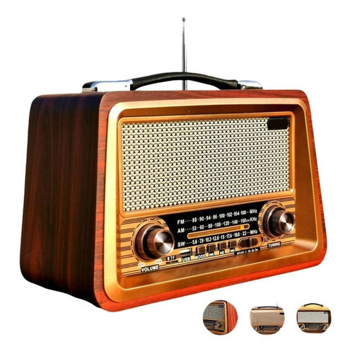 Rádio Estilo Retrô Vintage Am Fm Bluetooth Recarregável 2066 Voltagem 110v/220v