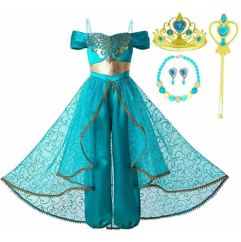 Disfraz Talla 5-6 Para Niñas De Jasmine Princesa Árabe