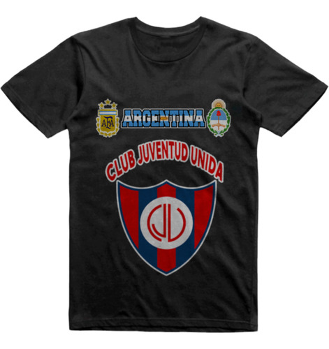 Remera Algodon Negra Juventud Unida De Lincoln