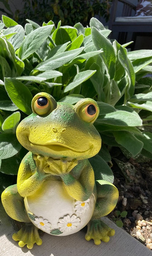 Rana Sentado De Jardín Estatua, 9.5 Pulgadas