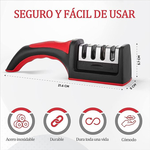 Afilador De Cuchillos 4 Filos Portatil Practico Con Mango