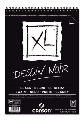 Canson Cuaderno Dessin Noir Negro Block Dibujo A4 21x29.7