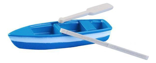 6xdiy Modelo De Resina Pequeño Barco Azul Con Remos Para