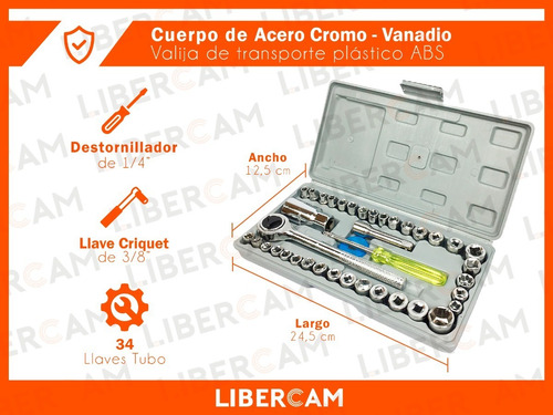 Imagen 4 de 10 de Juego De Llaves Combinadas Tubo Herramientas 40pza Valija