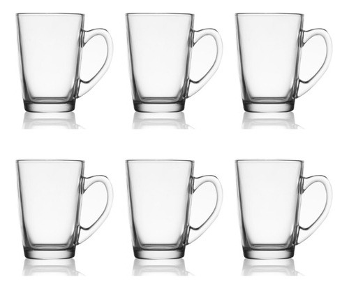 Set de tazas Cukin Norplat Capuchino 250 de vidrio con diseño capuccino 250 color blanco forma de capuchino capacidad 250mL de 6 u