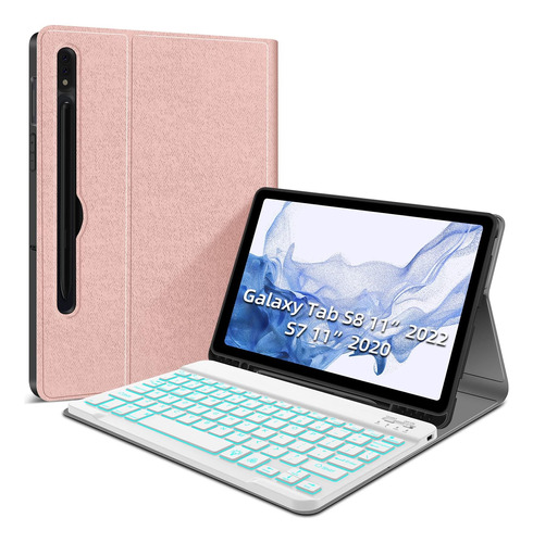 Funda + Teclado + Backlit Samsung Galaxy Tab S7 11 Inch Rosa